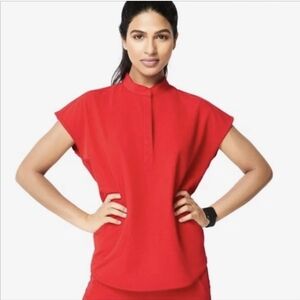 Figs Pop Red Rafaela Scrub Top Size XXL